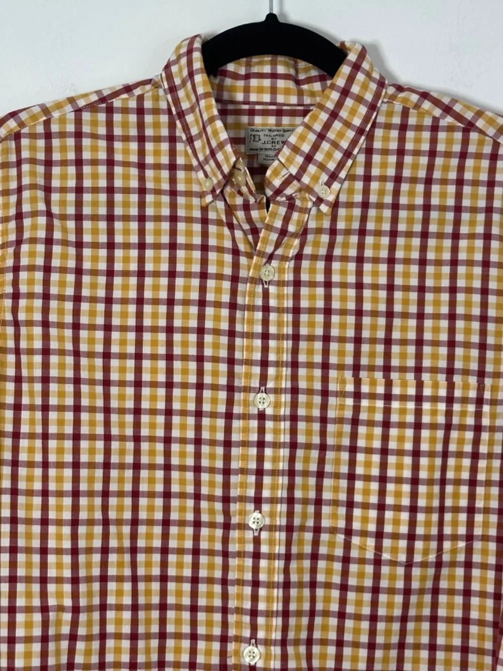 J.Crew Men's Size Small Long-Sleeve Button-Down Shirt Red/Gold Checkered Plaid